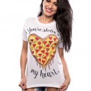 WOMEN'S HEART PRINT COTTON BLEND T-SHIRT (WHITE, SIZE S/M/L/XL)