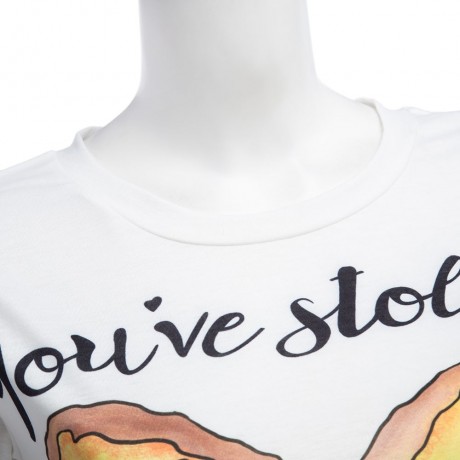 WOMEN'S HEART PRINT COTTON BLEND T-SHIRT (WHITE, SIZE S/M/L/XL)