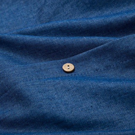 OFF THE SHOULDER BUTTON DENIM BLOUSE FOR WOMEN (DEEP BLUE, SIZE S/M/L/XL)
