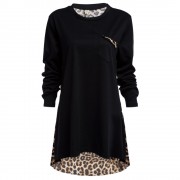 WOMEN'S LOOSE THIN LEOPARD SPLICED BLOUSE (BLACK, SIZE XL/2XL/3XL/4XL/5XL)
