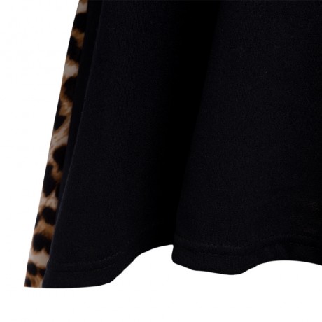 WOMEN'S LOOSE THIN LEOPARD SPLICED BLOUSE (BLACK, SIZE XL/2XL/3XL/4XL/5XL)