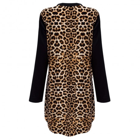 WOMEN'S LOOSE THIN LEOPARD SPLICED BLOUSE (BLACK, SIZE XL/2XL/3XL/4XL/5XL)