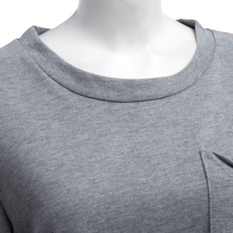 WOMEN'S LOOSE THIN LEOPARD SPLICED BLOUSE (GRAY, SIZE XL/2XL/3XL/4XL/5XL)