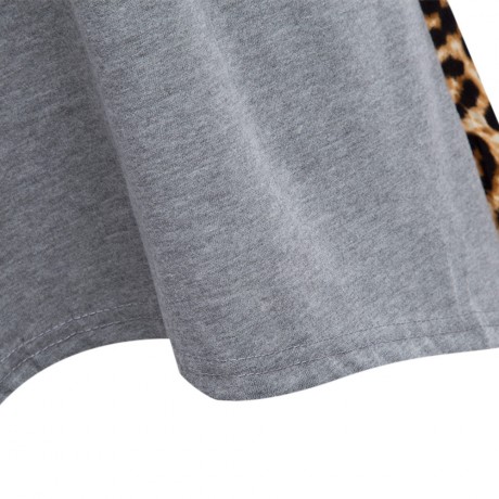 WOMEN'S LOOSE THIN LEOPARD SPLICED BLOUSE (GRAY, SIZE XL/2XL/3XL/4XL/5XL)