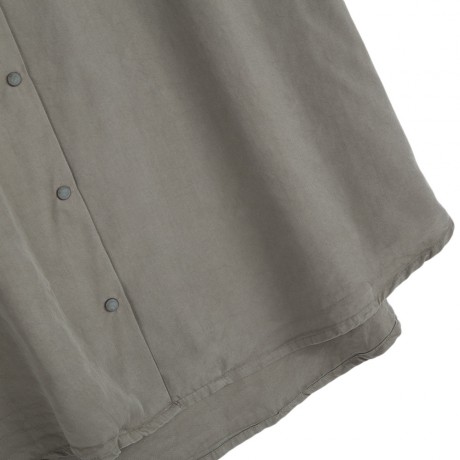 TURN-DOWN COLLAR LOOSE BIG POCKET TENCEL BLOUSE (ARMY GREEN, SIZE XS/S/M/L)