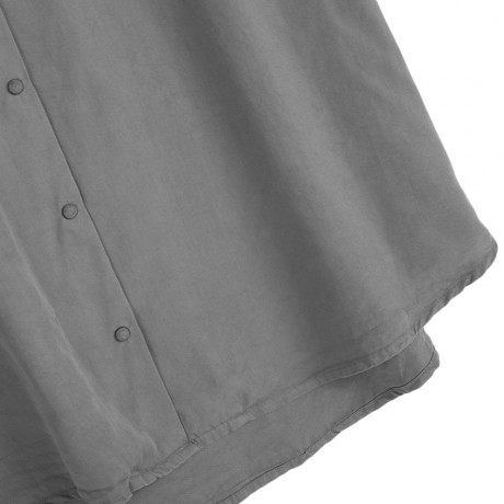 TURN-DOWN COLLAR LOOSE BIG POCKET TENCEL BLOUSE (GRAY, SIZE XS/S/M/L) 
