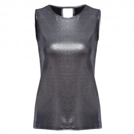 WOMEN'S LOOSE LUREX SOLID COLOR TANK TOP (SILVER GRAY, SIZE S/M/L/XL)