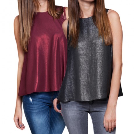 WOMEN'S LOOSE LUREX SOLID COLOR TANK TOP (SILVER GRAY, SIZE S/M/L/XL)