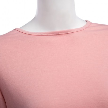 ROUND COLLAR FLOUNCED PURE COLOR BACKLESS BLOUSE (PINK, SIZE S/M/L/XL)