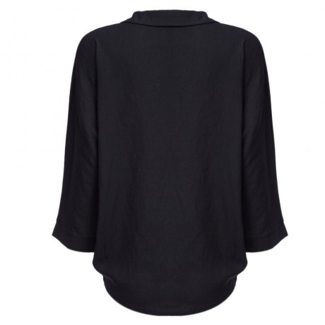 WOMEN'S V-NECK LONG SLEEVE LOOSE BLOUSE (BLACK, SIZE S/M/L/XL)