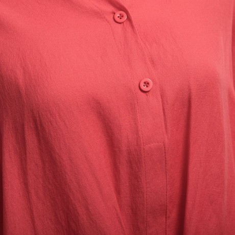 WOMEN'S V-NECK LONG SLEEVE LOOSE BLOUSE (WATERMELON RED, SIZE S/M/L/XL)