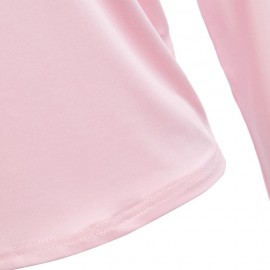 OFF THE SHOULDER LONG SLEEVE PURE COLOR SHEATHY BOTTOM TOPS (SHALLOW PINK, SIZE M/L/XL)