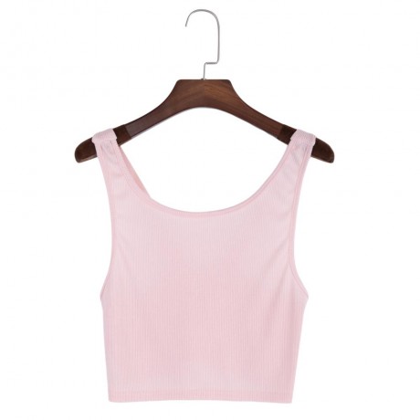 SEXY SCOOP COLLAR BACKLESS RIB KNIT CROP TOP (PINK, SIZE S/M/L/XL)