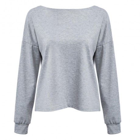 WOMEN'S CRISS CROSS COTTON BLEND T-SHIRT (GRAY, SIZE S/M/L/XL)