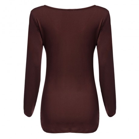 SCOOP COLLAR DRAPED ZIPPERED T-SHIRT (COFFEE, SIZE S/M/L/XL)