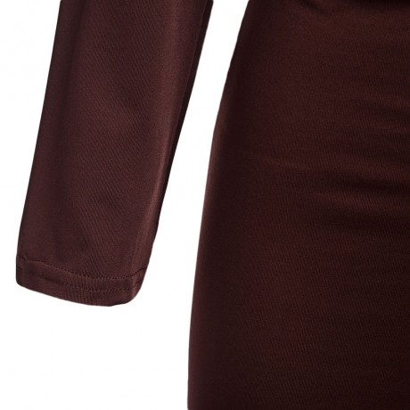 SCOOP COLLAR DRAPED ZIPPERED T-SHIRT (COFFEE, SIZE S/M/L/XL)