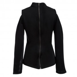 WOMEN'S ASYMMETRICAL LONG SLEEVE BLOUSE (BLACK, SIZE S/M/L/XL)