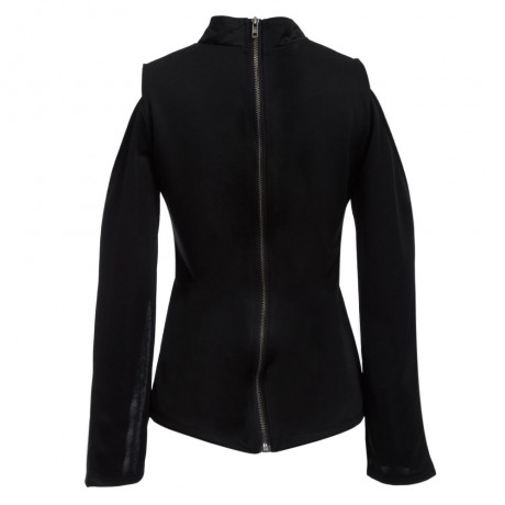 WOMEN'S ASYMMETRICAL LONG SLEEVE BLOUSE (BLACK, SIZE S/M/L/XL)