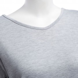 WOMEN'S ROUND NECK SEXY BACKLESS LONG SLEEVE BOTTOM BLOUSE (LIGHT GRAY, SIZE S/M/L/XL)