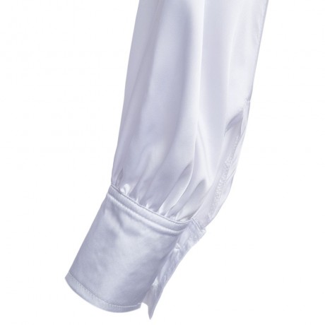 OL STYLE V-NECK LANTERN SLEEVE BOW BUST CROSS DESIGN PURE COLOR BLOUSE (WHITE, SIZE S/M/L/