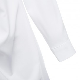 CASUAL TURN-DOWN COLLAR LONG SLEEVE BANDAGE DESIGN PURE COLOR BLOUSE (WHITE, SIZE S/M/L/XL
