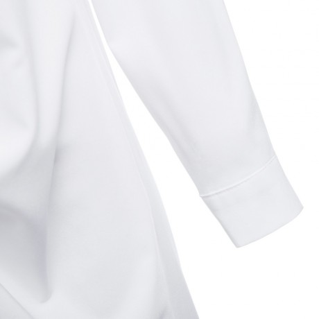 CASUAL TURN-DOWN COLLAR LONG SLEEVE BANDAGE DESIGN PURE COLOR BLOUSE (WHITE, SIZE S/M/L/XL