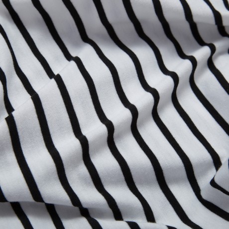 WOMEN'S LONG SLEEVE STRIPE LACE SPLICED BLOUSE (WHITE AND BLACK, SIZE S/M/L/XL)