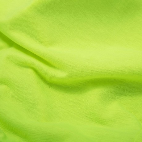 TRENDY ROUND COLLAR THREE QUARTER SLEEVE COLOR BLOCK SPLICED WOMEN BLOUSE (NEON GREEN, SIZ