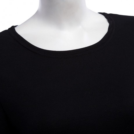 TRENDY ROUND NECK LONG SLEEVE ZIPPER DESIGN PURE COLOR SHEATHY BOTTOM WOMEN BLOUSE (BLACK,