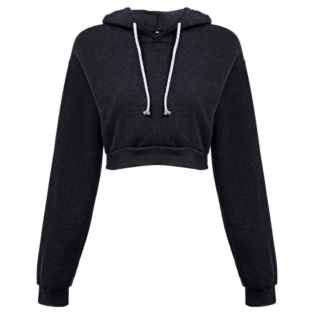 CASUAL SHORT HOODED PURE COLOR HOODIE (BLACK, SIZE S/M/L/XL)
