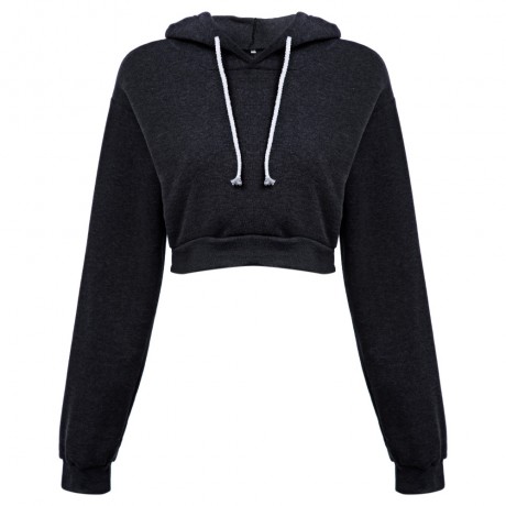 CASUAL SHORT HOODED PURE COLOR HOODIE (BLACK, SIZE S/M/L/XL)