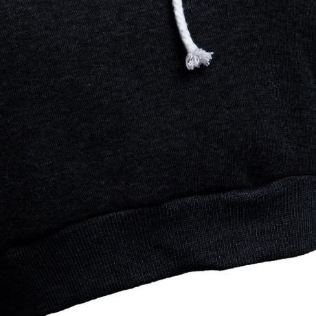 CASUAL SHORT HOODED PURE COLOR HOODIE (BLACK, SIZE S/M/L/XL)