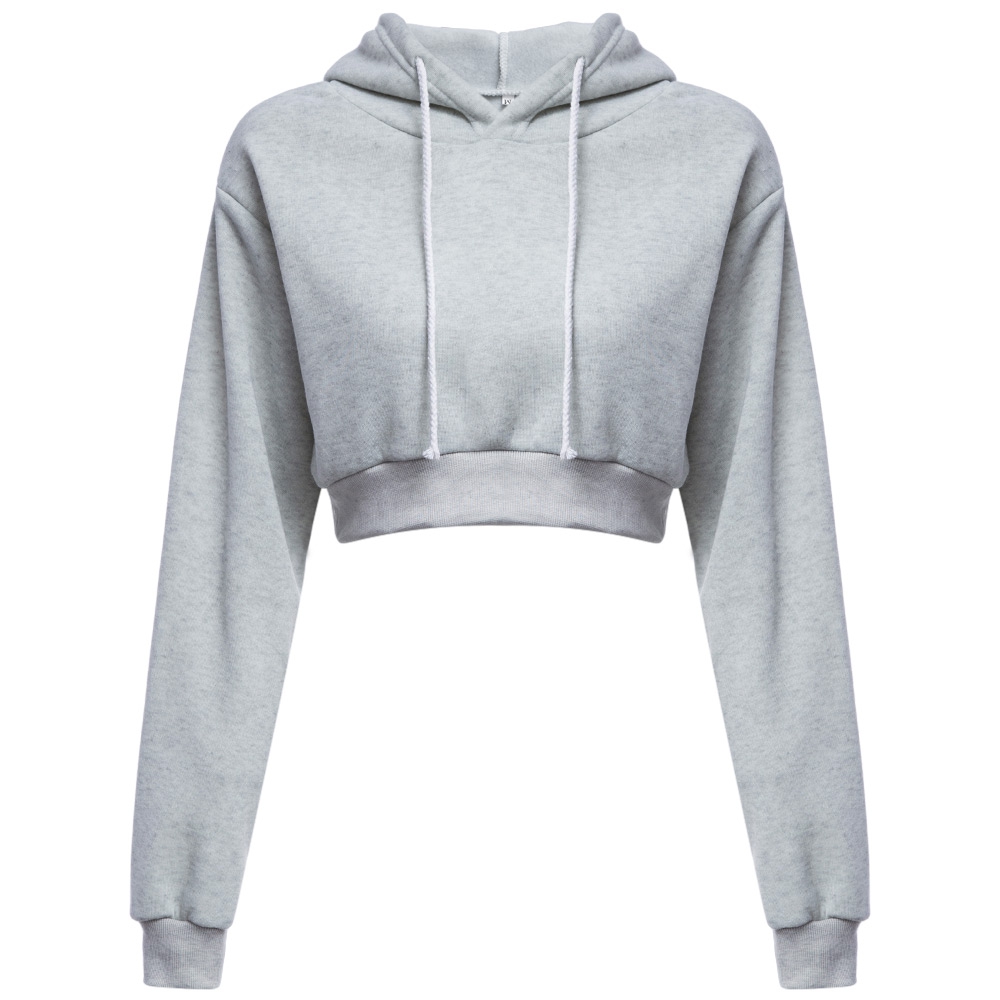 CASUAL SHORT HOODED PURE COLOR HOODIE (LIGHT GRAY, SIZE S/M/L/XL)