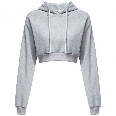 CASUAL SHORT HOODED PURE COLOR HOODIE (LIGHT GRAY, SIZE S/M/L/XL)