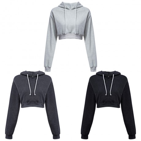 CASUAL SHORT HOODED PURE COLOR HOODIE (LIGHT GRAY, SIZE S/M/L/XL)