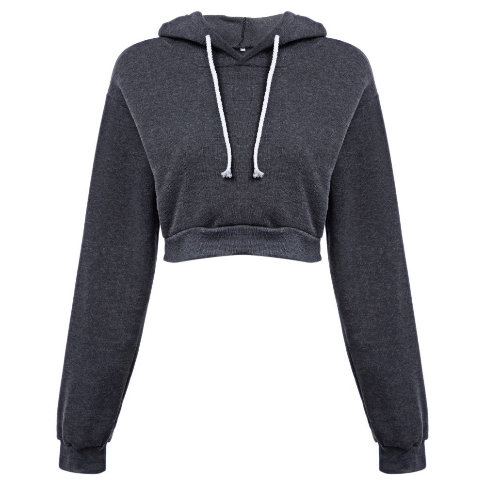 CASUAL SHORT HOODED PURE COLOR HOODIE (GRAY, SIZE S/M/L/XL)