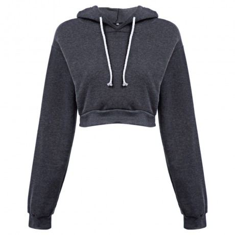 CASUAL SHORT HOODED PURE COLOR HOODIE (GRAY, SIZE S/M/L/XL)