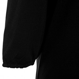 V-NECK CUT OUT THREE QUARTER SLEEVE LOOSE WOMEN BLOUSE (BLACK, SIZE S/M/L/XL)