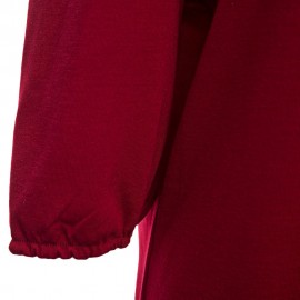 V-NECK CUT OUT THREE QUARTER SLEEVE LOOSE WOMEN BLOUSE (WINE RED, SIZE S/M/L/XL)