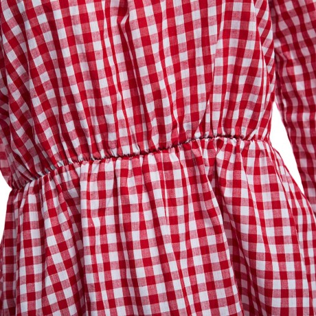 OFF THE SHOULDER STRAPLESS FLARE SLEEVE STRIPED WOMEN BLOUSE (RED, SIZE S/M/L/XL)