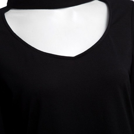 WOMEN'S V-NECK FLARE SLEEVE TOP BLOUSE (BLACK, SIZE S/M/L/XL)