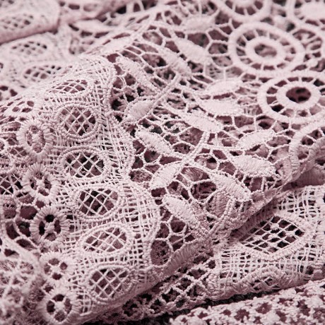 WOMEN'S LANTERN SLEEVE HOLLOW OUT LACE BLOUSE (PINK, SIZE S/M/L/XL)