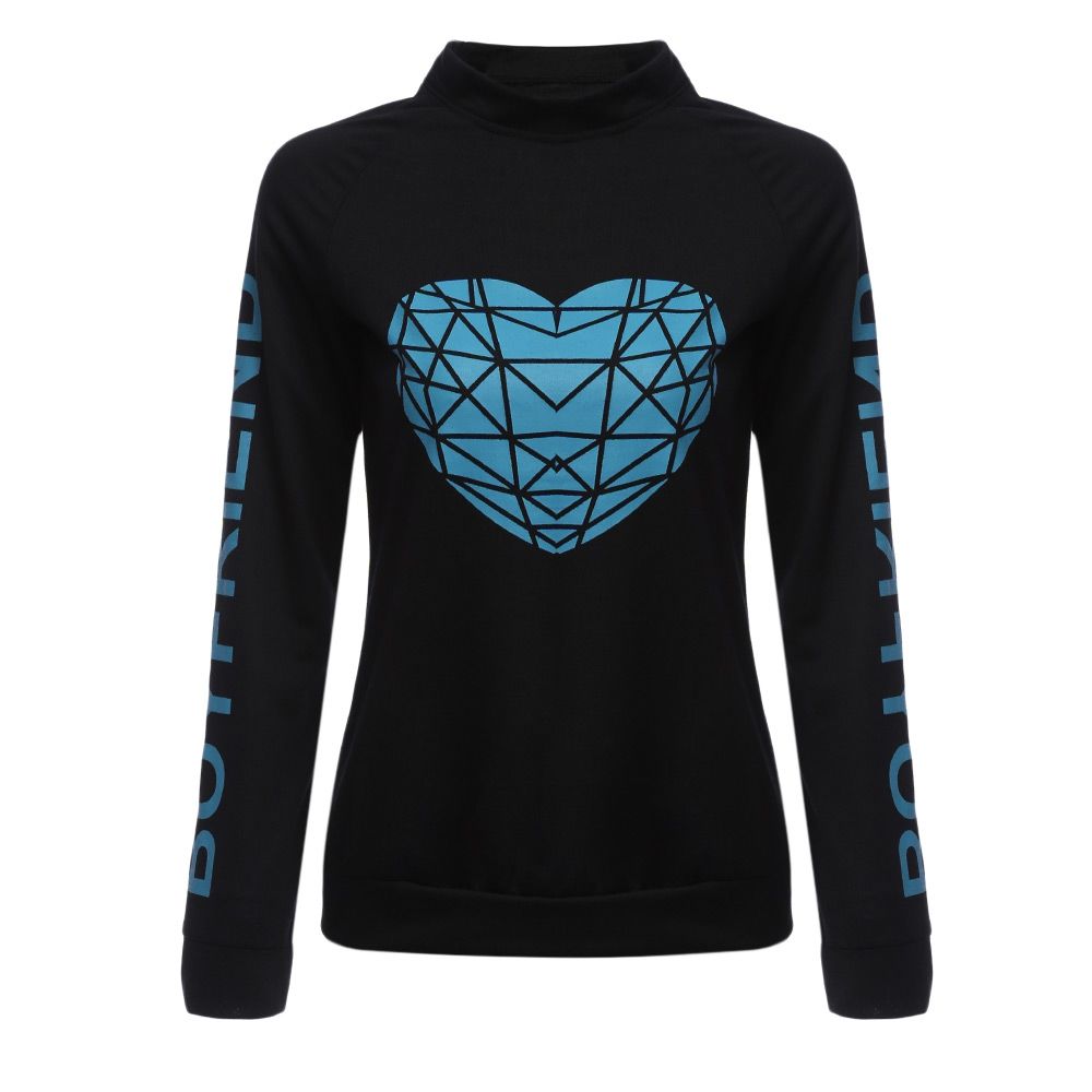 WOMEN'S CASUAL LONG SLEEVE LETTER PRINT T-SHIRT (BLACK, SIZE M/L/XL)