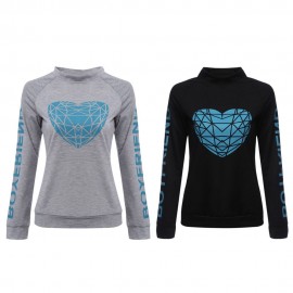 WOMEN'S CASUAL LONG SLEEVE LETTER PRINT T-SHIRT (LIGHT GRAY, SIZE M/L/XL)
