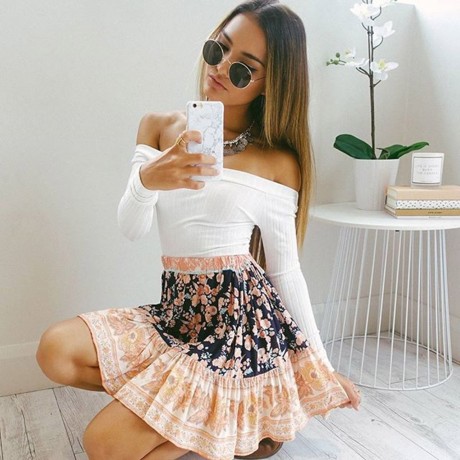 OFF THE SHOULDER RIB KNITTED LONG SLEEVE BLOUSE (WHITE, SIZE S/M/L/XL)