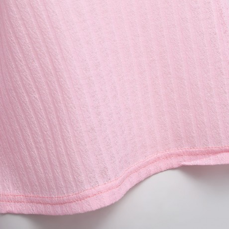 OFF THE SHOULDER RIB KNITTED LONG SLEEVE BLOUSE (PINK, SIZE S/M/L/XL)