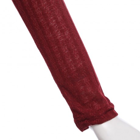 OFF THE SHOULDER RIB KNITTED LONG SLEEVE BLOUSE (CLARET, SIZE S/M/L/XL)