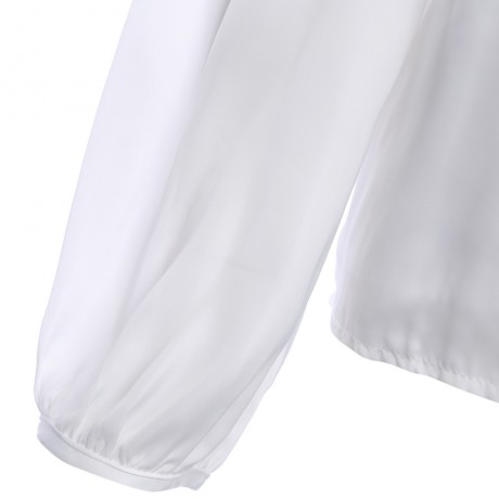 WOMEN'S TRENDY PLUNGING NECK LANTERN SLEEVE WITH BELT (WHITE, SIZE S/M/L/XL)