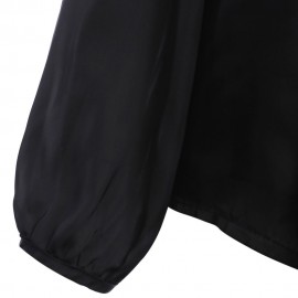 WOMEN'S TRENDY PLUNGING NECK LANTERN SLEEVE WITH BELT (BLACK, SIZE S/M/L/XL)