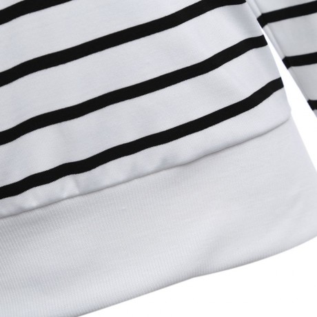 CASUAL CRISS-CROSS LONG SLEEVE STRIPED BLOUSE (WHITE, SIZE S/M/L/XL)